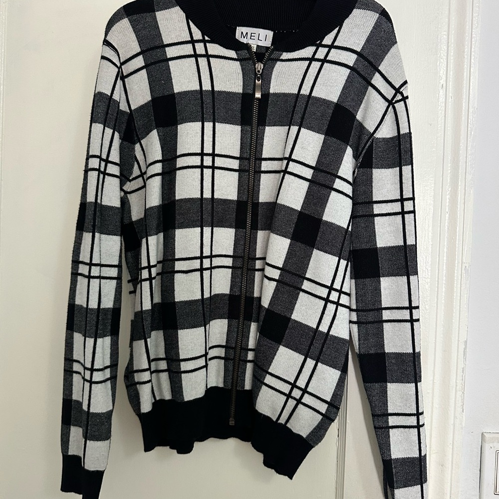 Black and White Plaid Women's Sweater